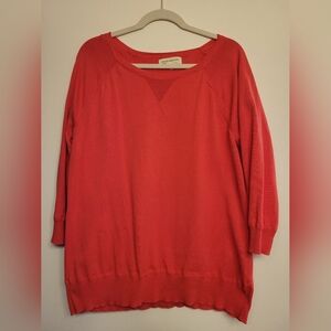 Jones New York Vibrant Coral Crew Neck Sweater